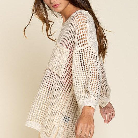 Women's Sweaters Oversized Fit See-Through Pullover Sweater