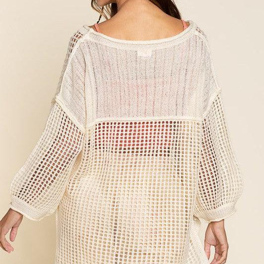 Women's Sweaters Oversized Fit See-Through Pullover Sweater