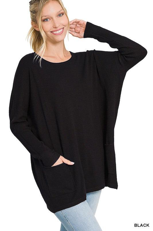 Women's Sweaters Oversized Front Pocket Sweater