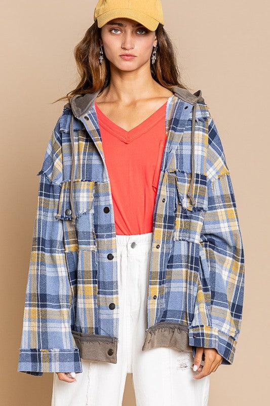 Women's Shirts Oversized Hooded Flannel for Women