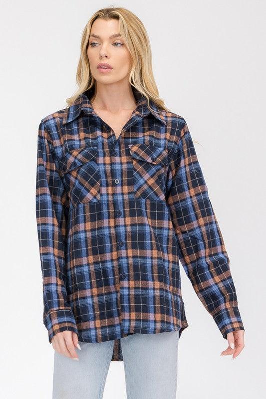 Women's Shirts Oversized Plaid Flannel