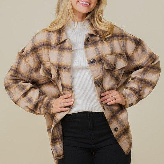Women's Coats & Jackets Oversized Plaid Shacket