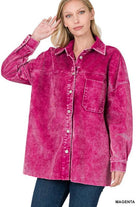 Women's Coats & Jackets Oversized Premium Vintage Washed Corduroy Shacket
