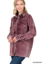 Women's Coats & Jackets Oversized Premium Vintage Washed Corduroy Shacket