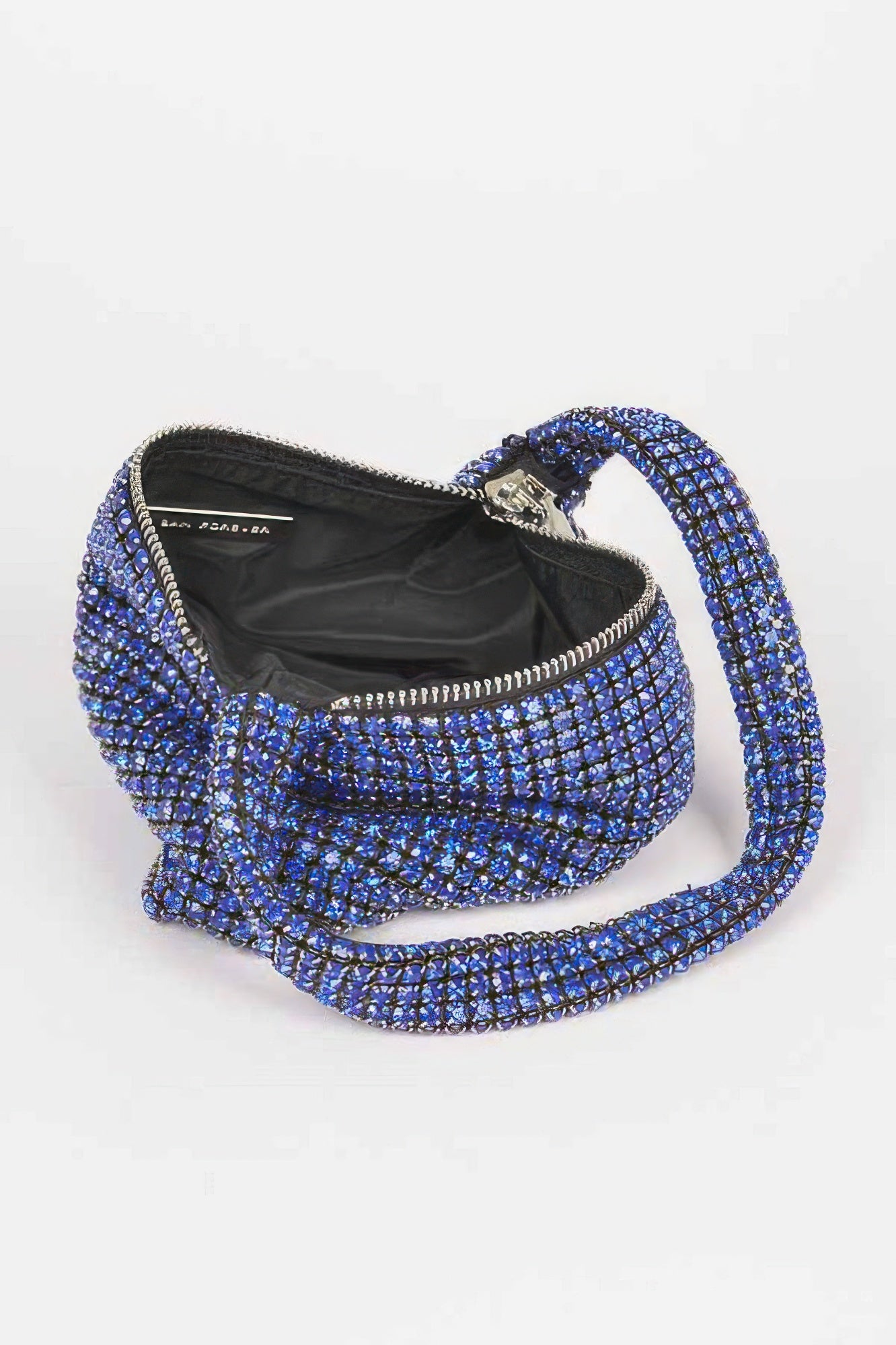 Oversized stone hobo bag in blue with a stylish zipper closure and a comfortable shoulder strap