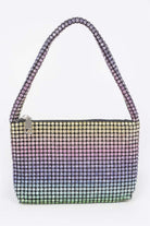 Oversized stone hobo bag with a shimmering rainbow design and a stylish handle