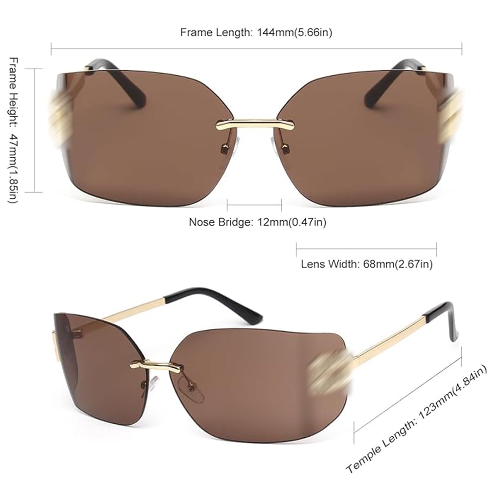 VacationGrabs oversized sunglasses in brown with stylish gold accents