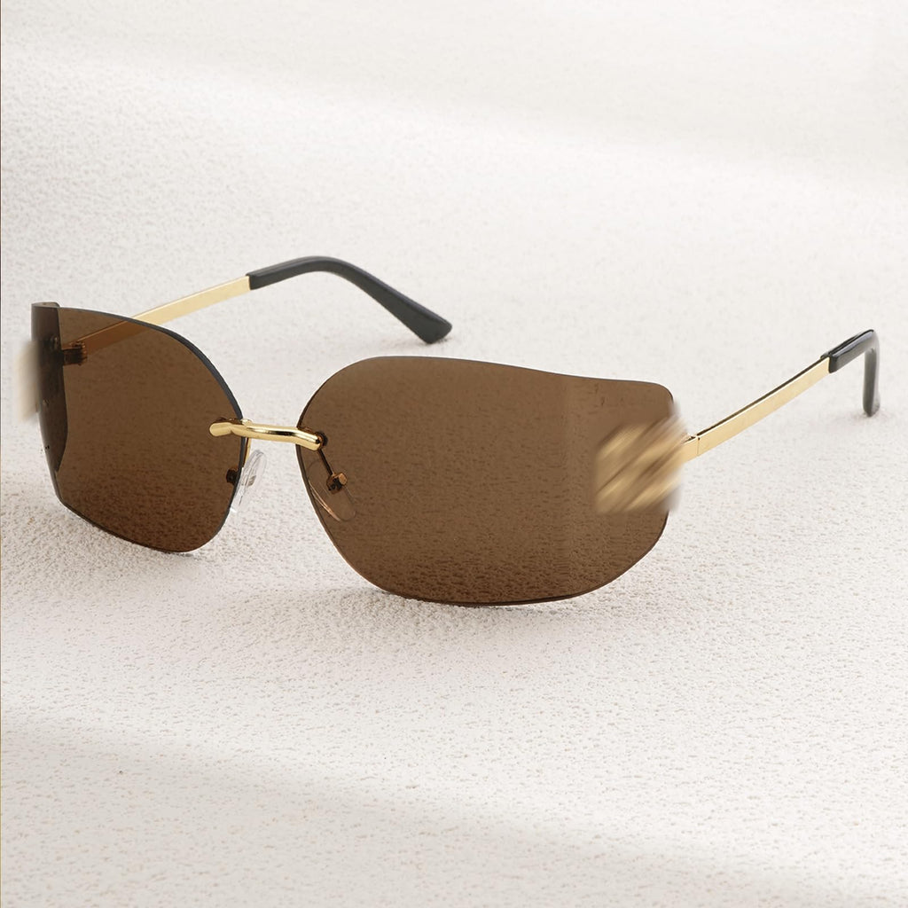 Stylish oversized sunglasses with brown lenses and gold accents