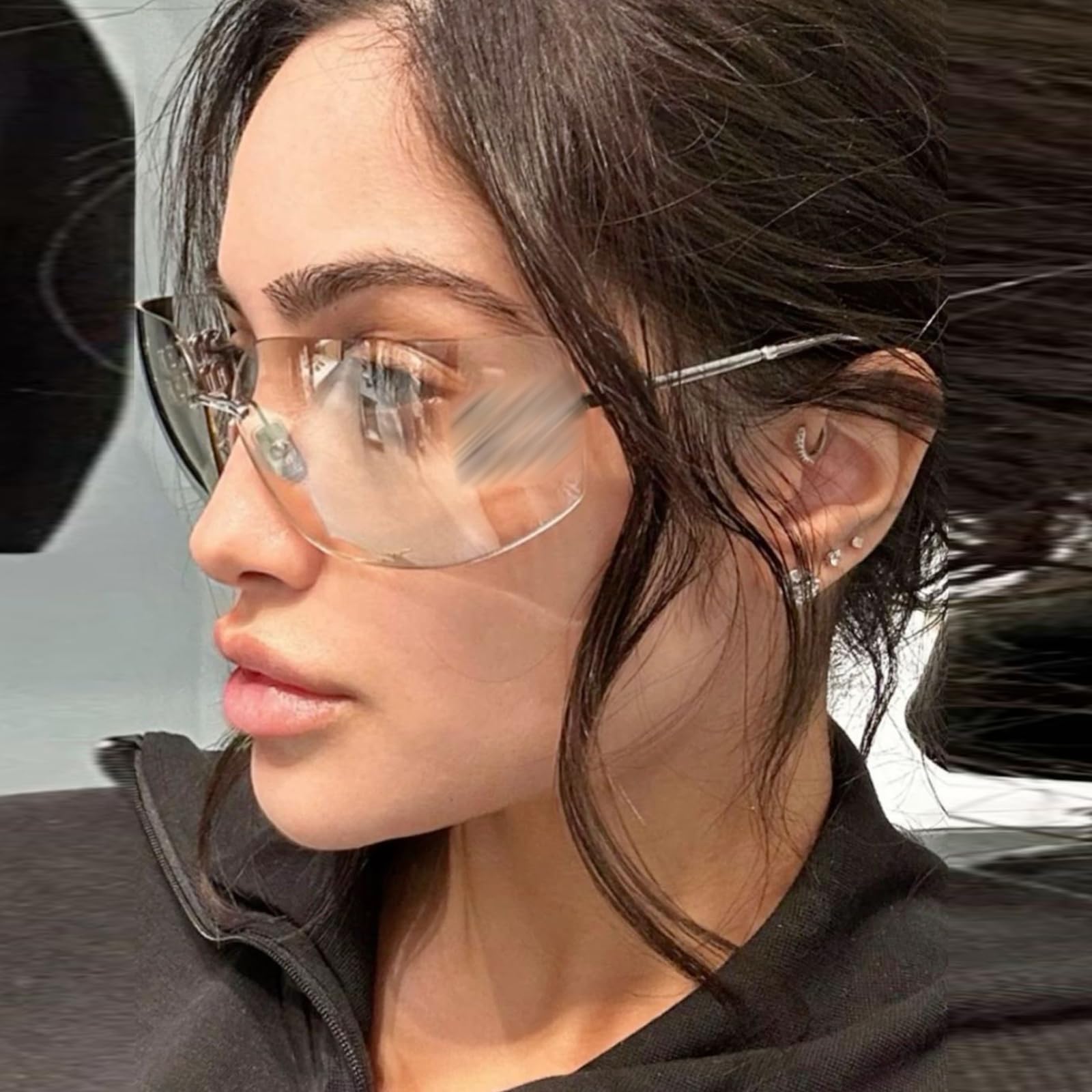 Clear oversized sunglasses by VacationGrabs for fashionable outdoor wear