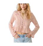Blusa negra de encaje para mujer, estilo casual
