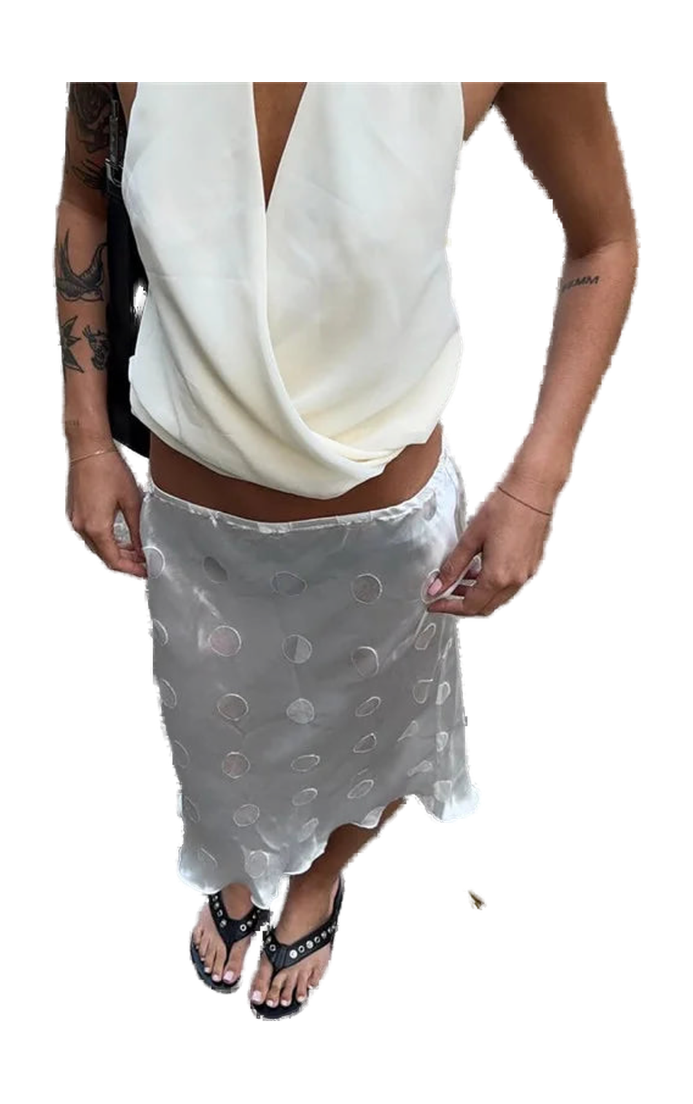 Women's Midi Skirt with Sheer Design