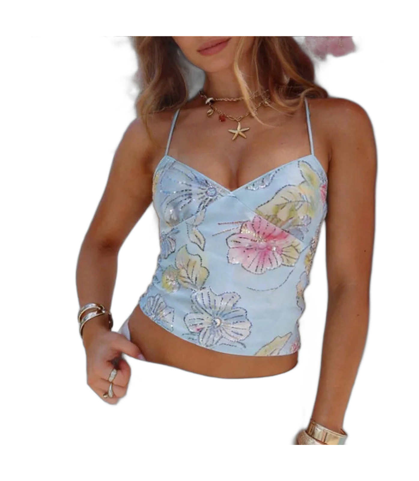 Floral Spaghetti Strap Tank Top for Women