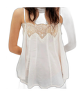 Long Sleeveless Blouse with Lace Detail for Women