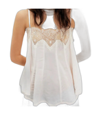 Long Sleeveless Blouse with Lace Detail for Women