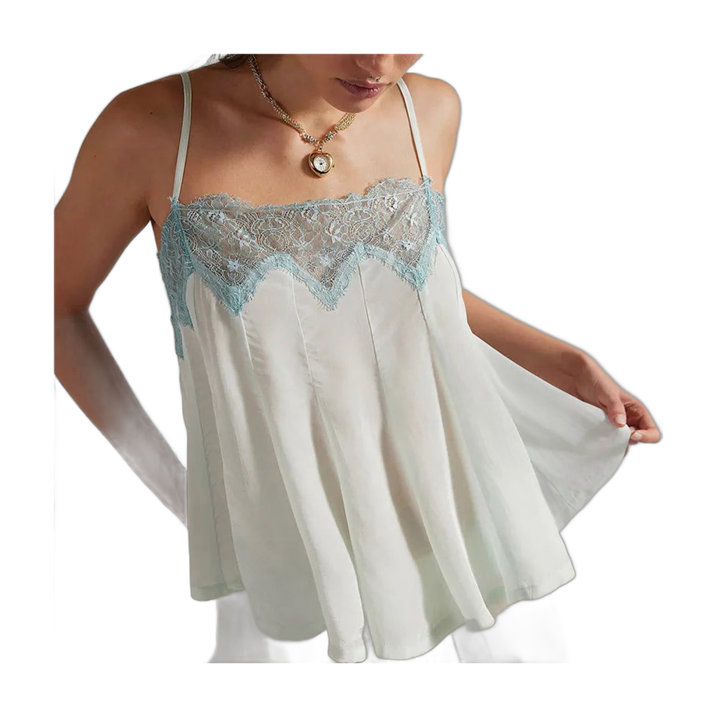 Long Sleeveless Blouse with Lace Detail for Women