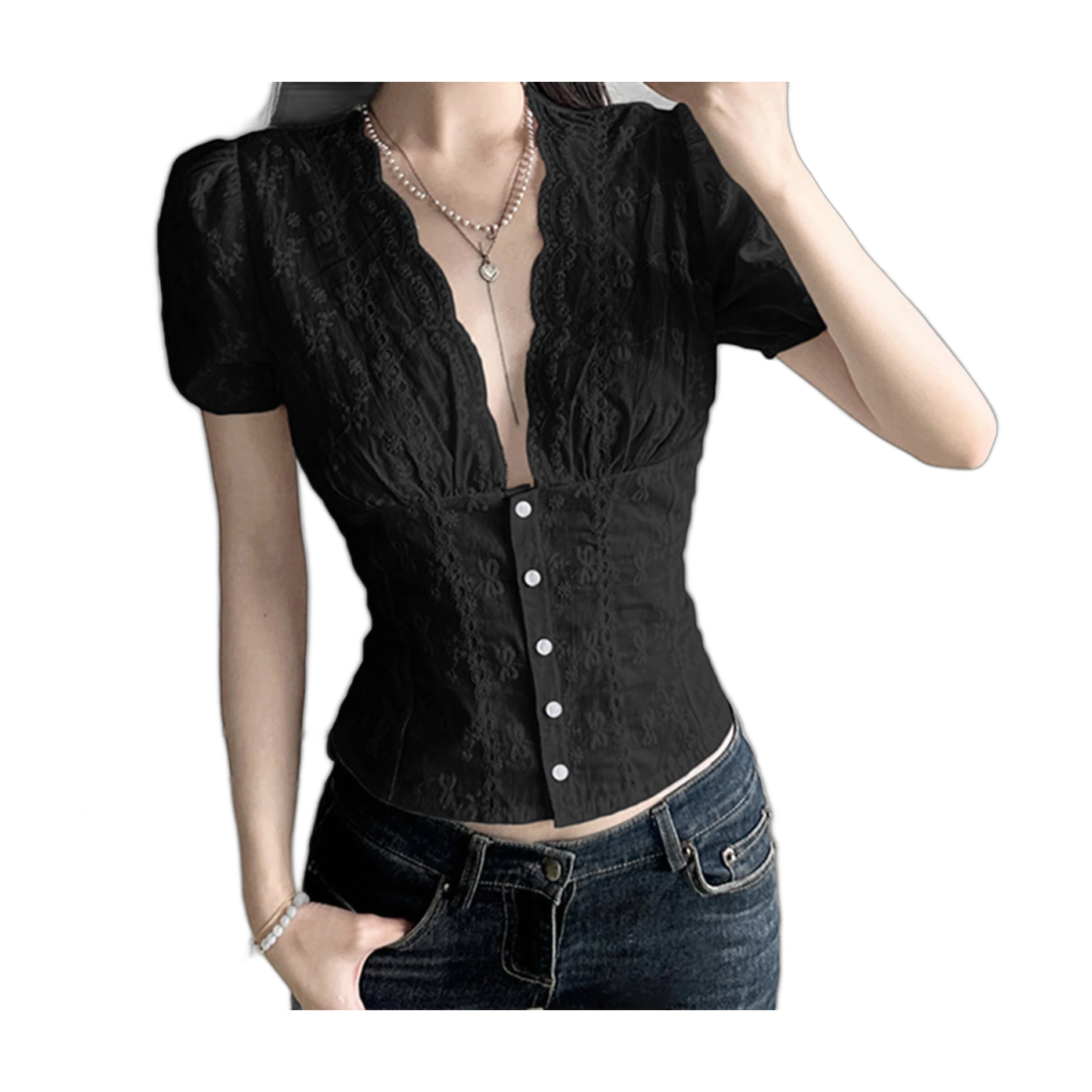 Women’s Crop Tops with Scalloped Edges for Travel