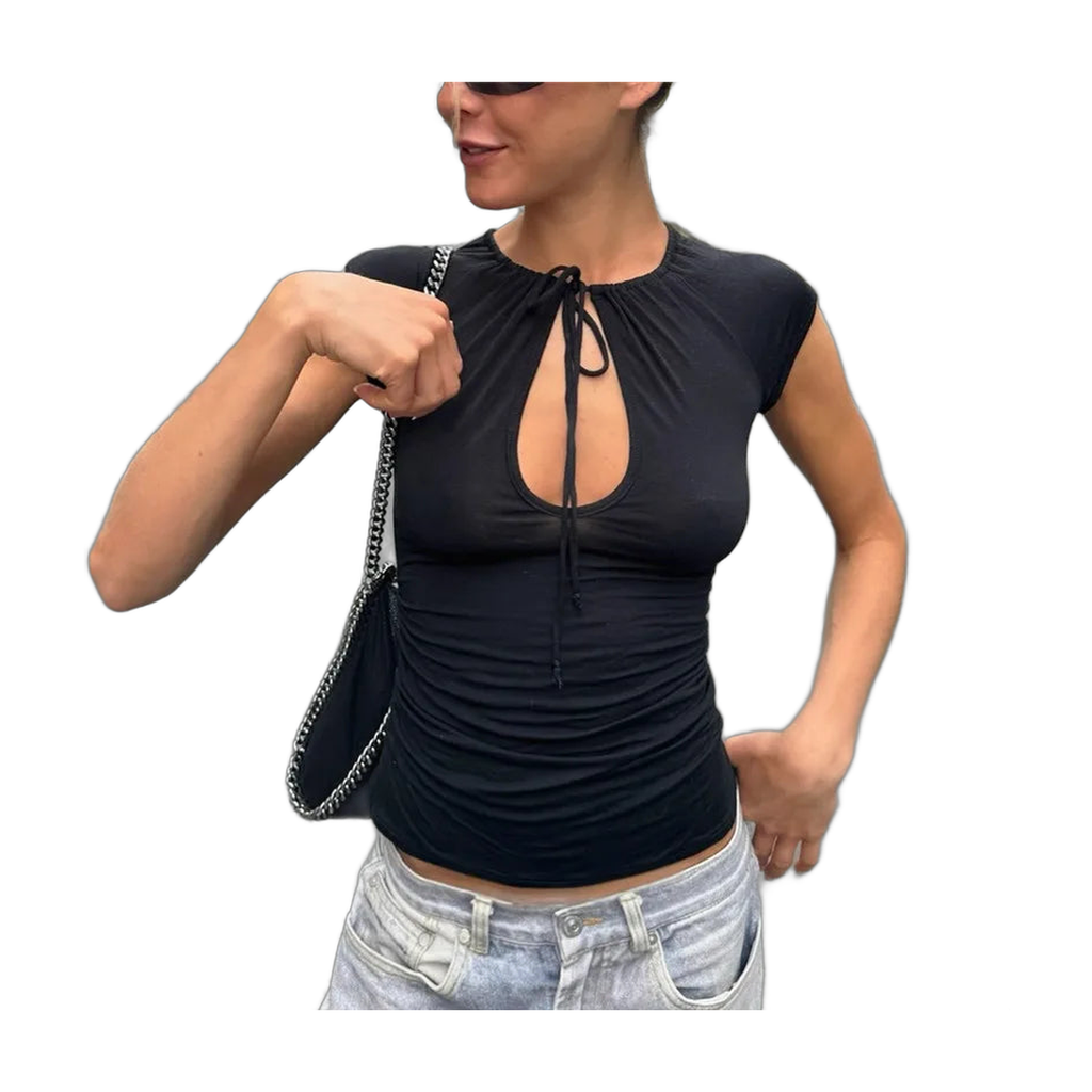 Women's Crop Top with Stylish Keyhole Design