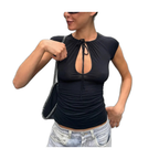 Women's Crop Top with Stylish Keyhole Design