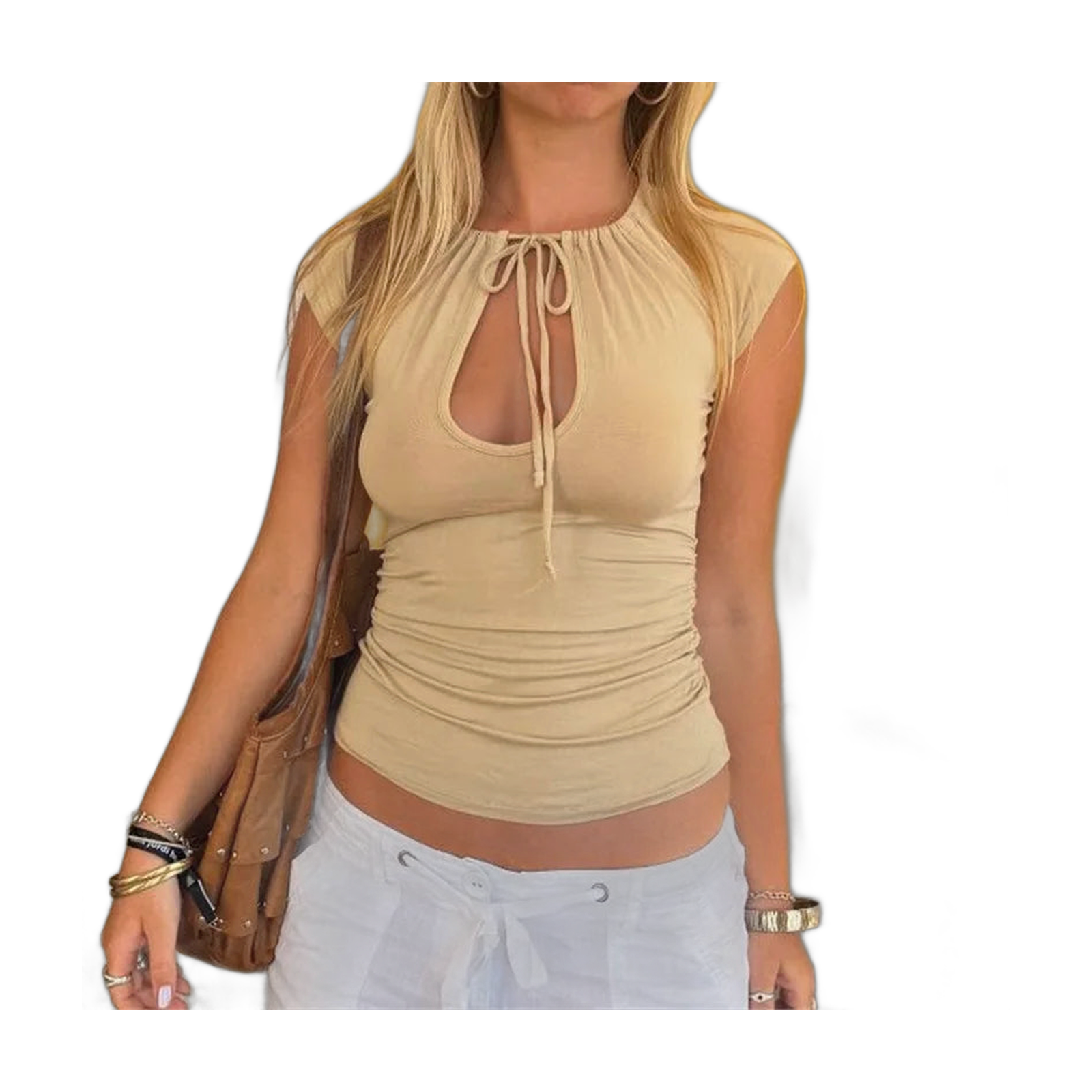 Women's Crop Top with Stylish Keyhole Design