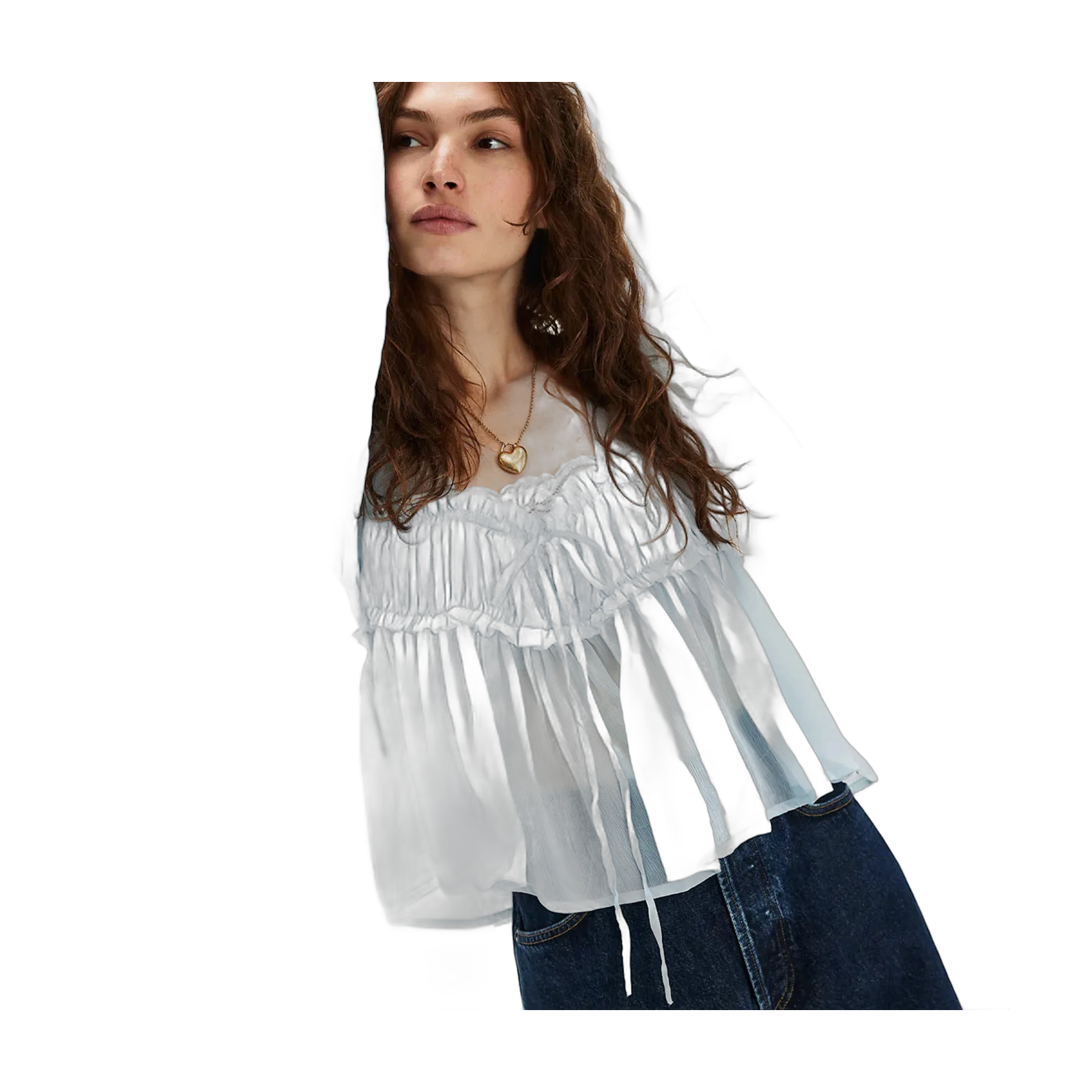 Boho Blouse for Women with Sheer Puff Sleeves