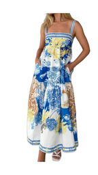 Vibrant Floral Women's Maxi Dress for Summer Getaways