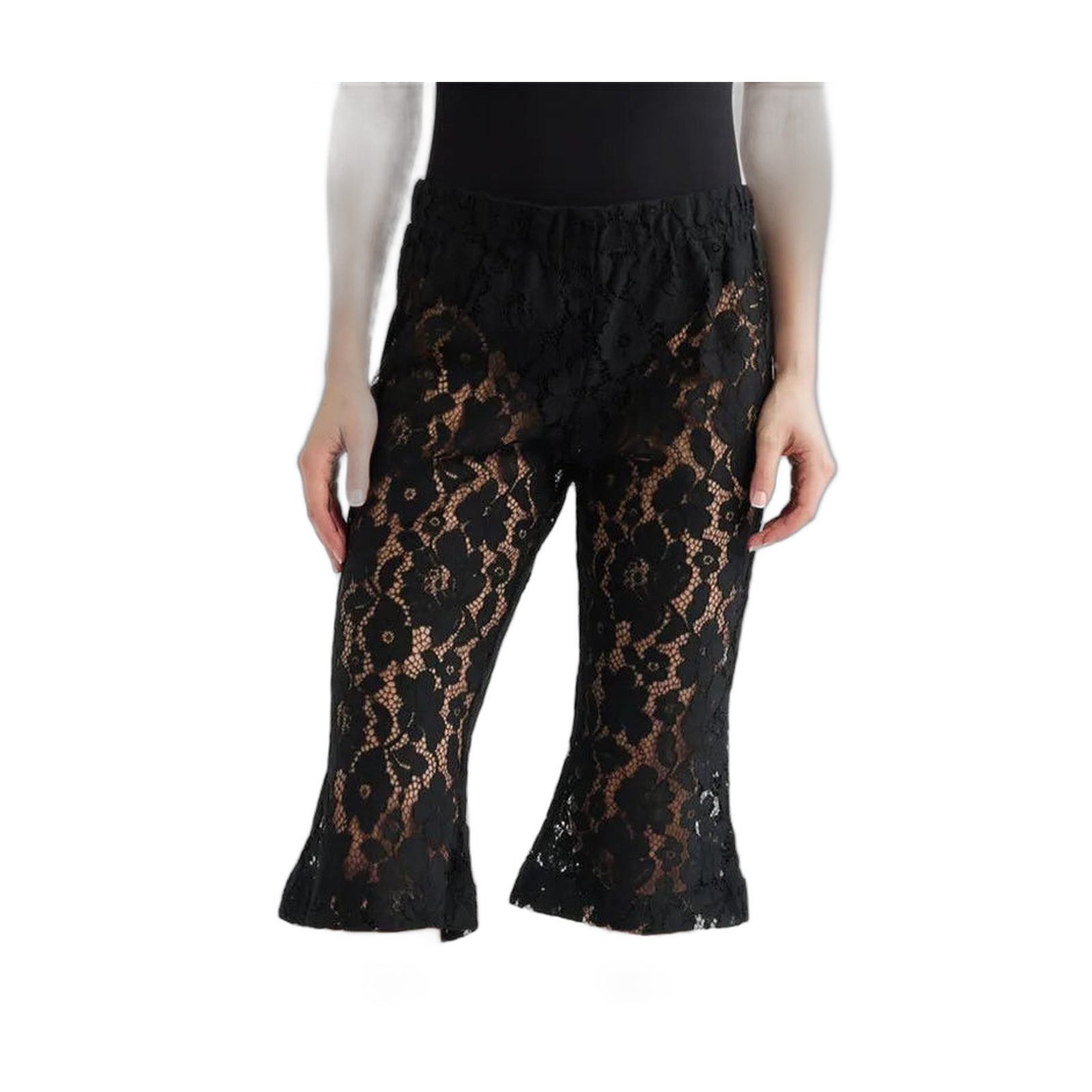 Pantalones capri de vestir de encaje floral para mujer