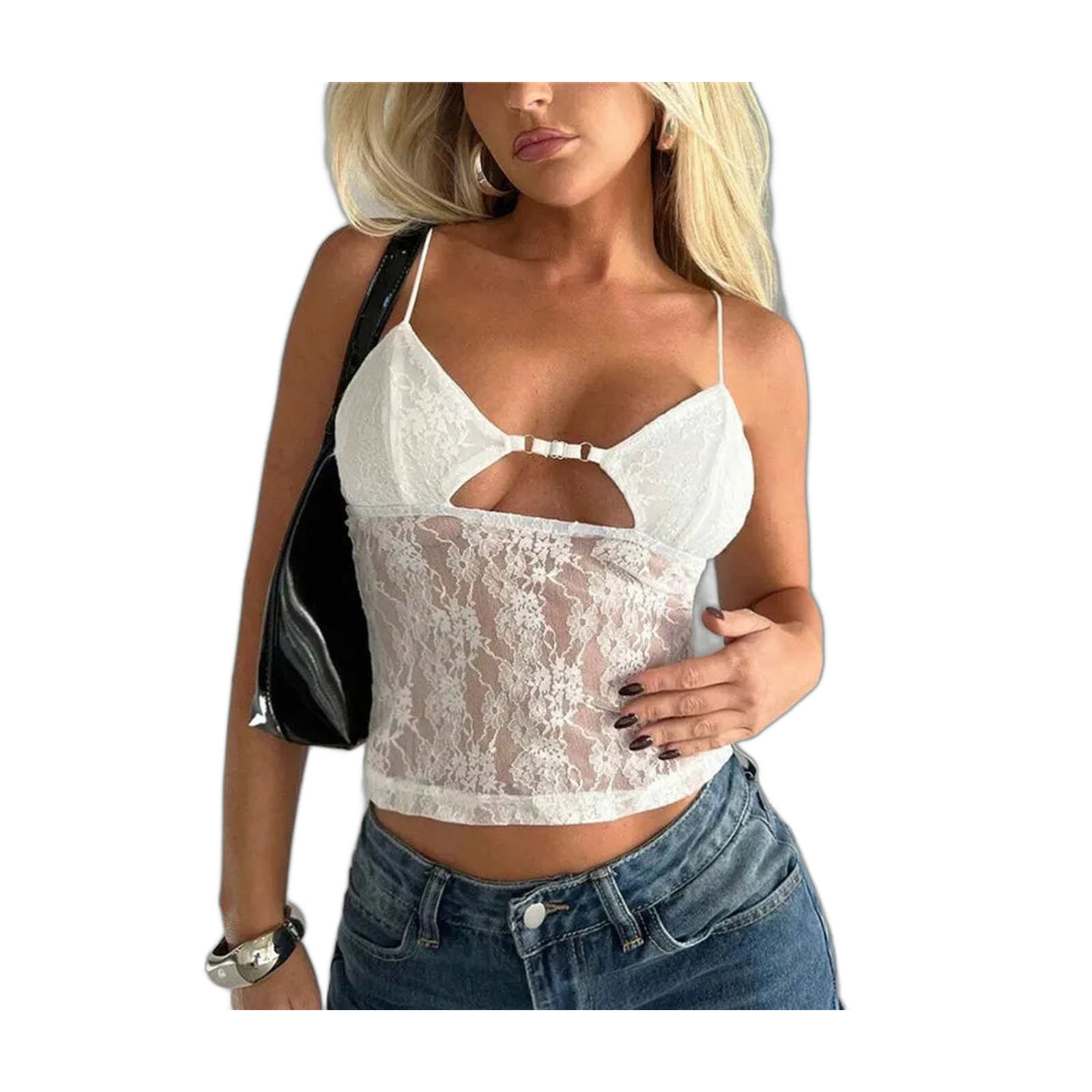 Camisola de encaje para atuendos informales de verano de mujer