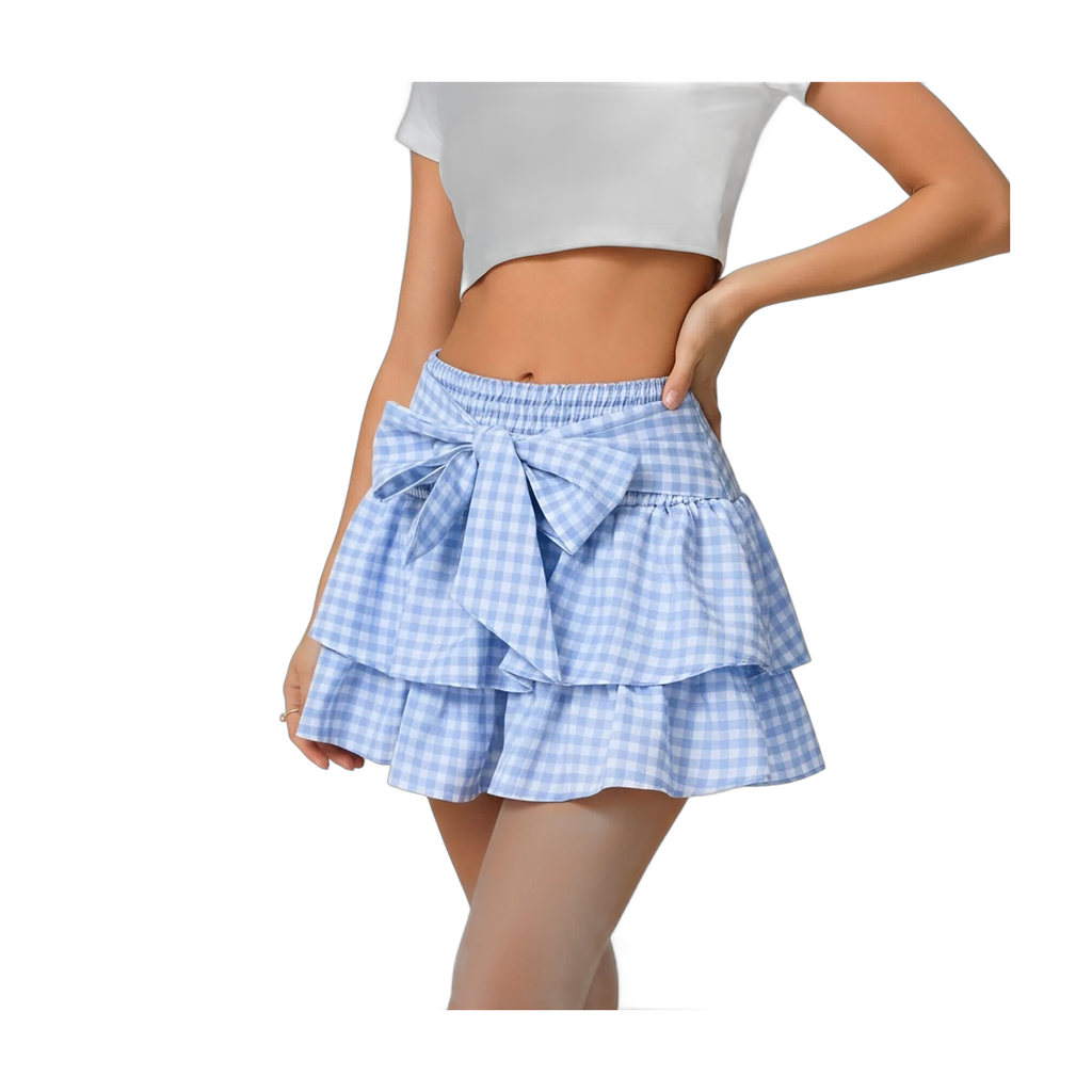 Vacation Mini Skirt with Bow-Tie and Ruffled Design