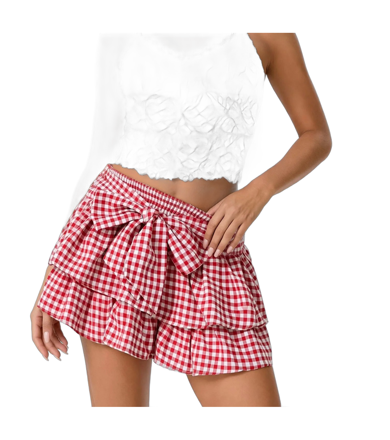 Vacation Mini Skirt with Bow-Tie and Ruffled Design
