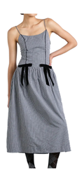 Chic Midi Dress with Velvet Ties