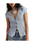 Vacation-Ready Ladies Boho Top in Light Blue