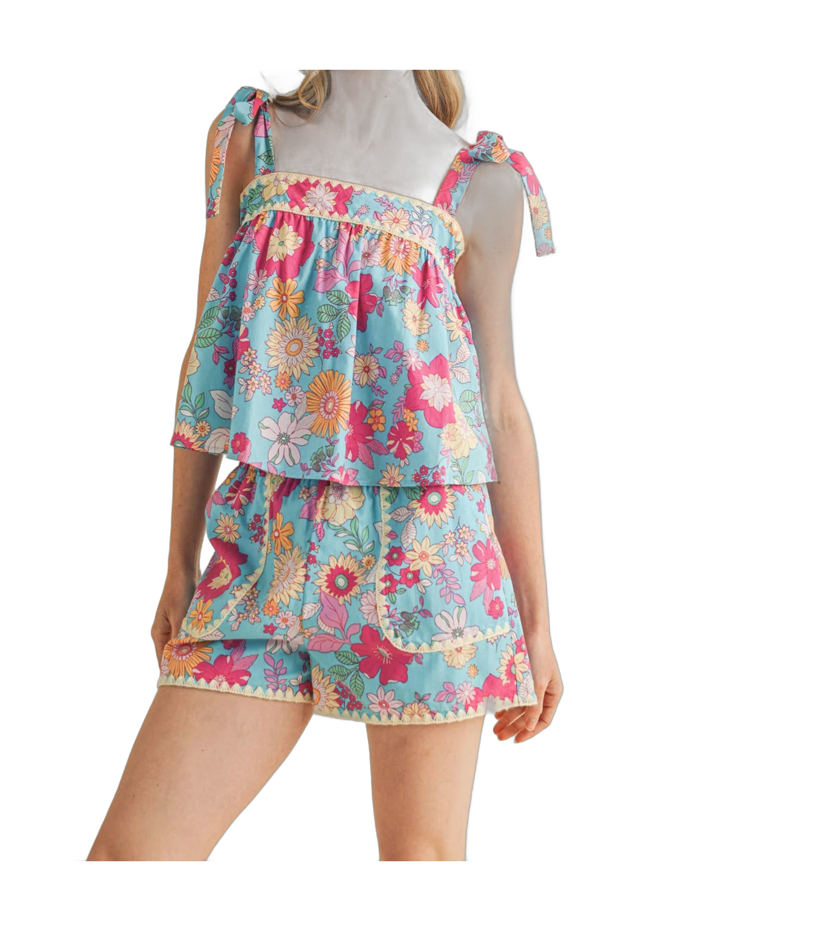 Women's Pajama Set in Colorful Floral Print