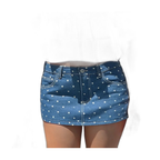 Falda vaquera de mezclilla para mujer con estampado de lunares