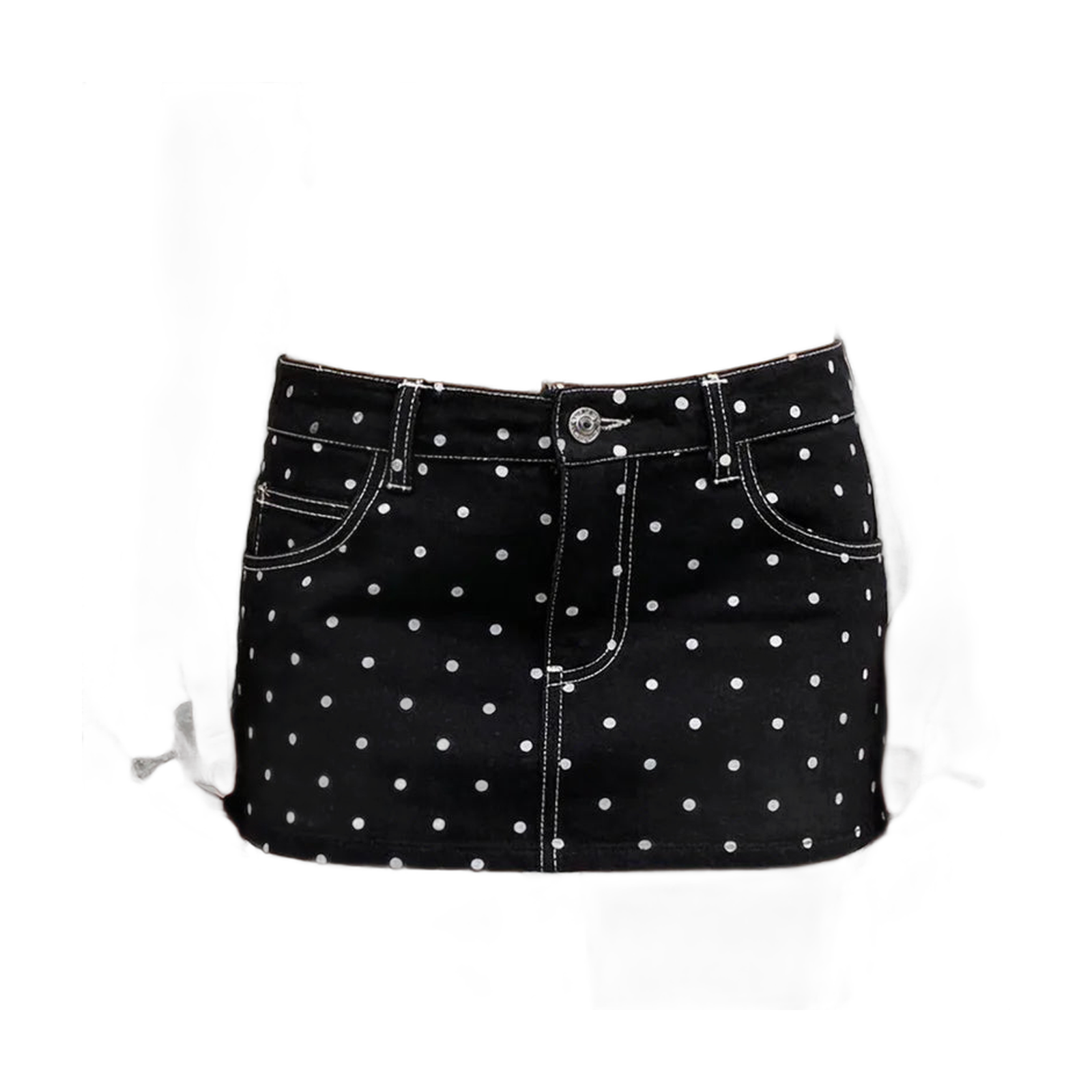 Women's Jean Denim Skirt with Polka Dot Pattern