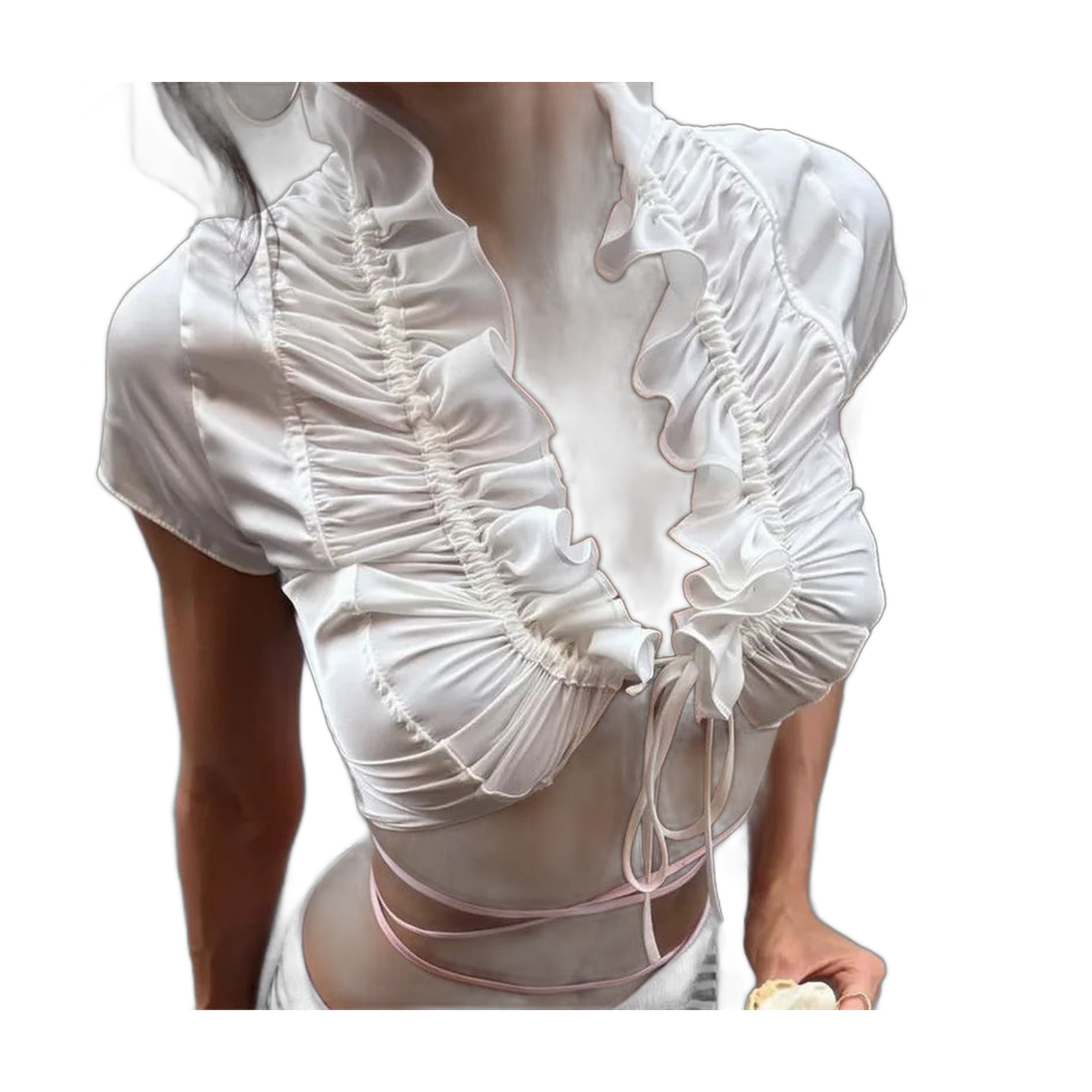 Women's Ruffled Crop Top for Travel Wardrobe Refresh