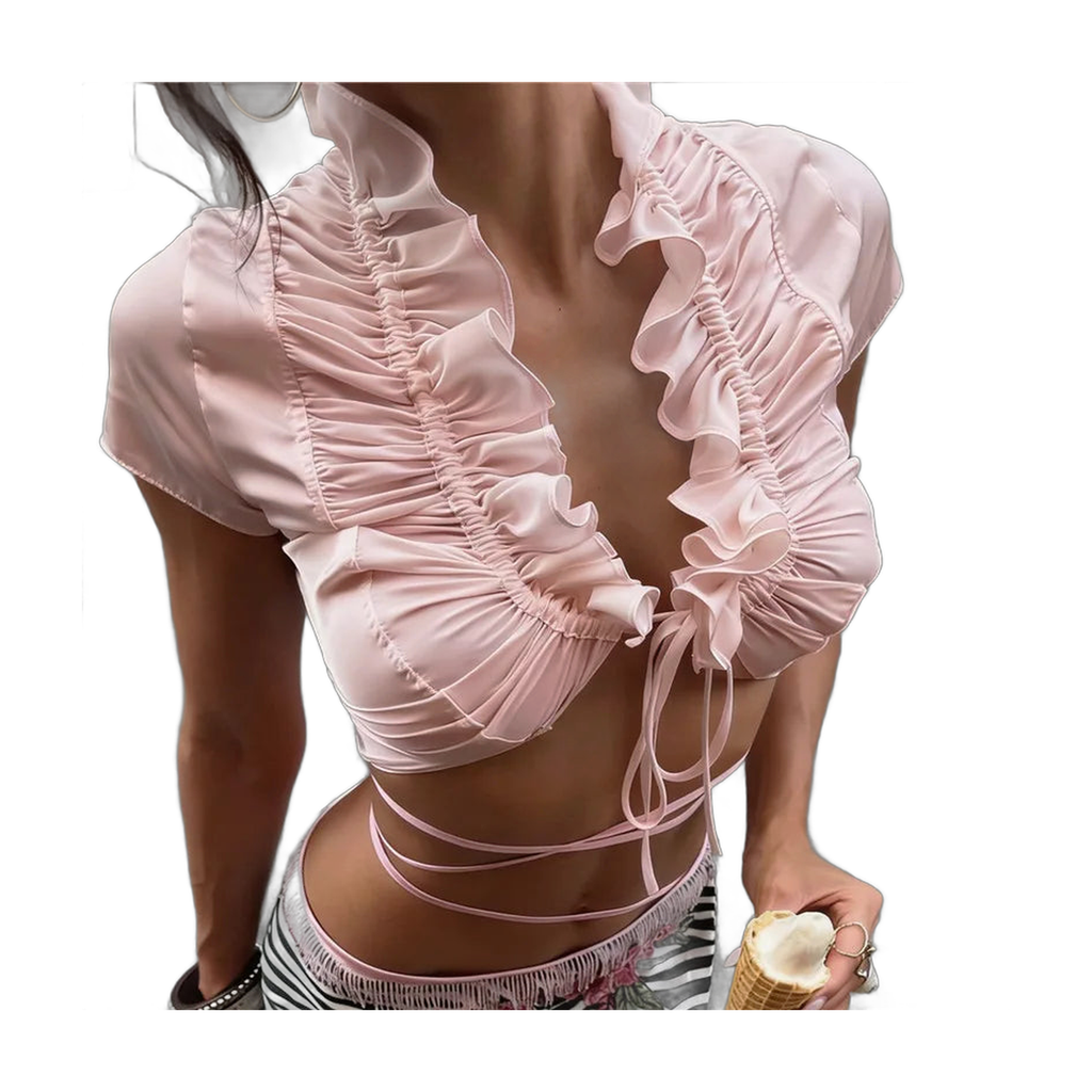 Women's Ruffled Crop Top for Travel Wardrobe Refresh