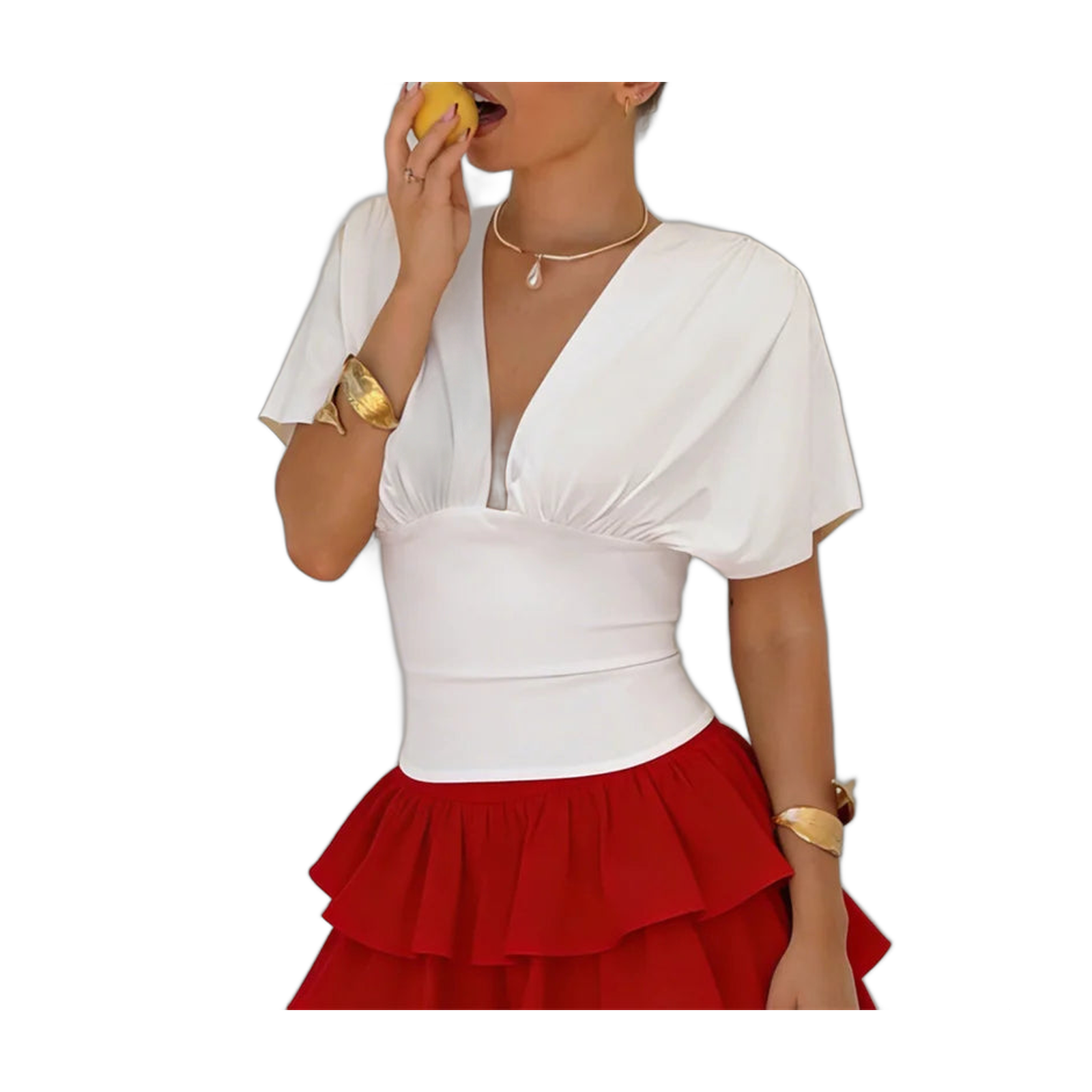 VacationGrabs Women's Tops: Chic Short Sleeve Blouse