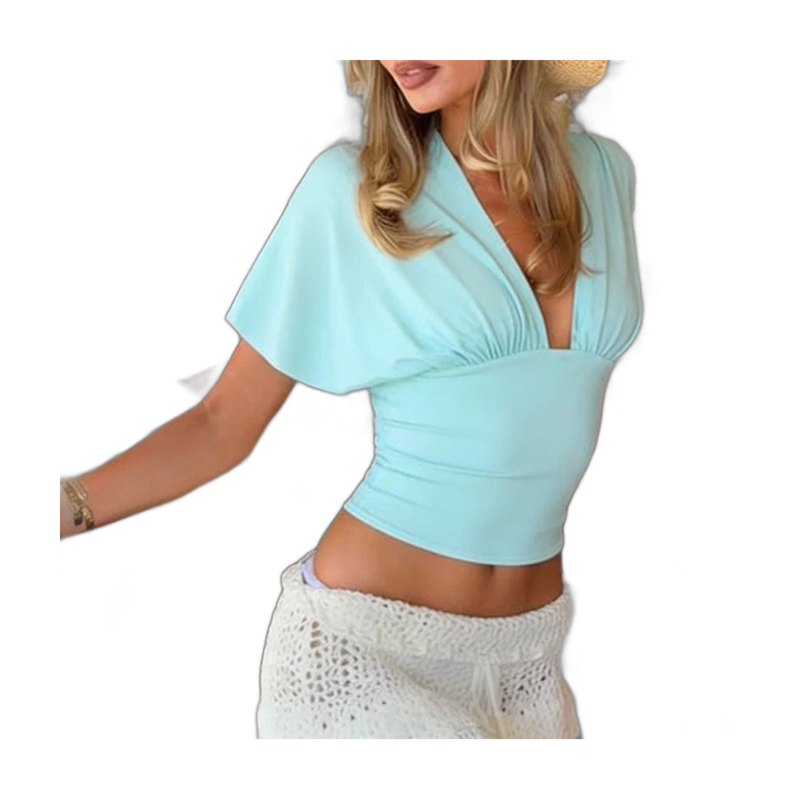 VacationGrabs Women's Tops: Chic Short Sleeve Blouse