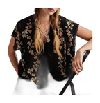Women's Floral Lace Crop Top | Button-Front Vacation Blouse