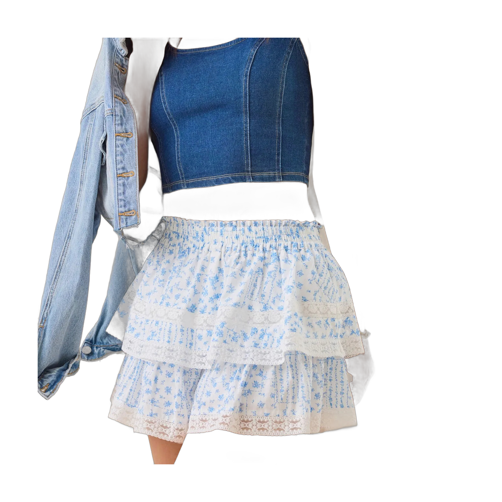 Floral Layered Mini Skirt for Women Travelers