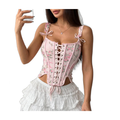 Floral Women's Top with Corset Design for Vacations