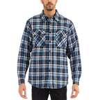 WEIV padded flannel for men in blue plaid design with button-down front and chest pockets