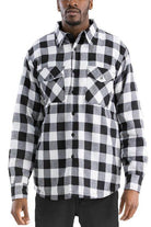 WEIV Padded Flannel Jacket for Men in Black and White Checkered Pattern with Chest Pockets