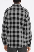 WEIV padded flannel jacket for men in black and gray checkered pattern, ideal for stylish warmth