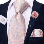 Paisley Neckties With Brooch Silk Elegent Wedding Tie For - VacationGrabs