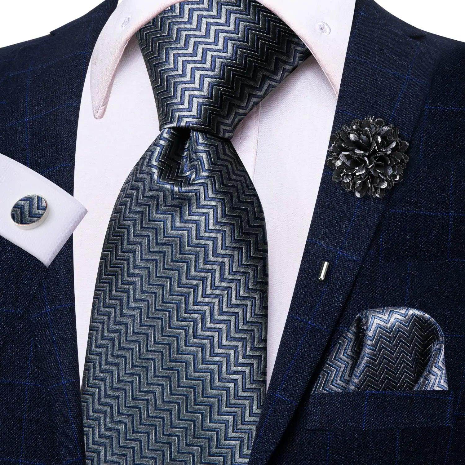 Paisley Neckties With Brooch Silk Elegent Wedding Tie For - VacationGrabs