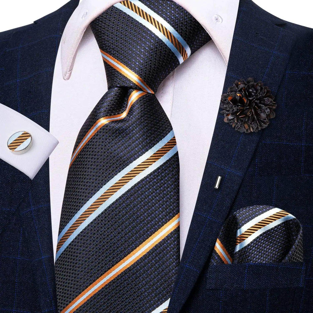 Paisley Neckties With Brooch Silk Elegent Wedding Tie For - VacationGrabs