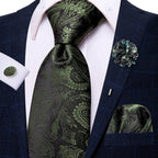 Paisley Neckties With Brooch Silk Elegent Wedding Tie For - VacationGrabs