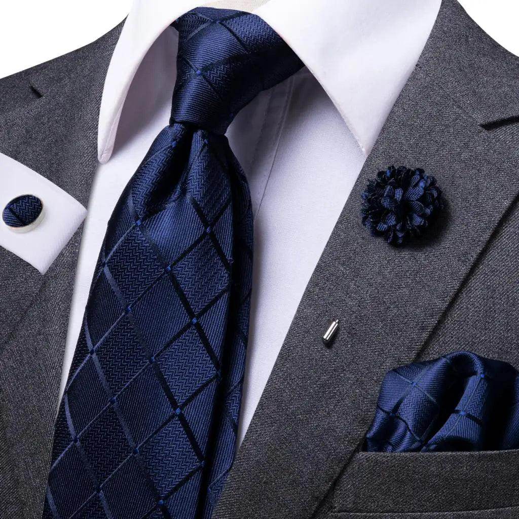 Paisley Neckties With Brooch Silk Elegent Wedding Tie For - VacationGrabs