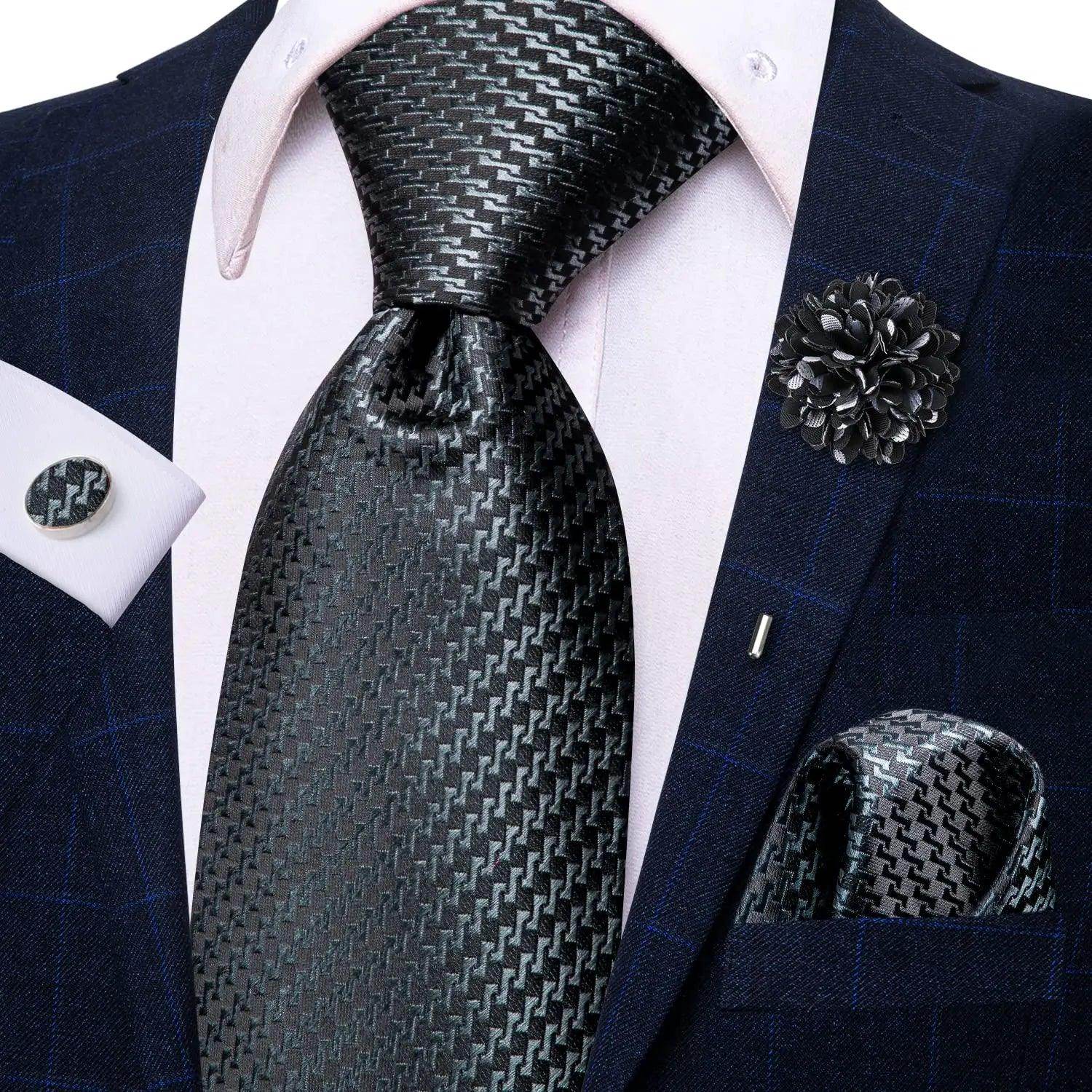 Paisley Neckties With Brooch Silk Elegent Wedding Tie For - VacationGrabs